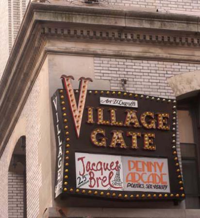 Marquee as it stands in the present day outside the former Village Gate on Bleecker Street in New York City.