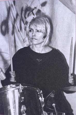 Debbie on drums: &ldquo;Trying to keep time at the Mudd Club.&rdquo; Photo by Allan Tannenbaum. 